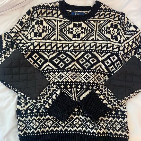 Polo Ralph Lauren boys Fair Isle black white boys sweater size M - Picture 1 of 2